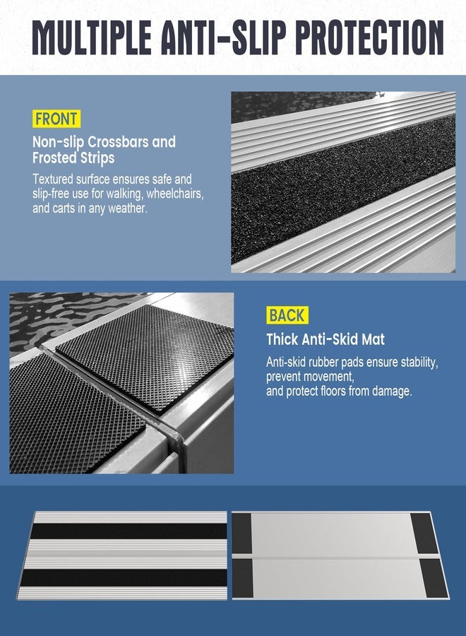 Nuvium 1" Rise Modular Threshold Ramp for Doorways, Stable Wheelchair Ramp for Home Steps, Aluminum Door Ramp and Curb Ramp for Scooters, Power Chairs, Cars, 1100LBS Load Capacity - Image 3
